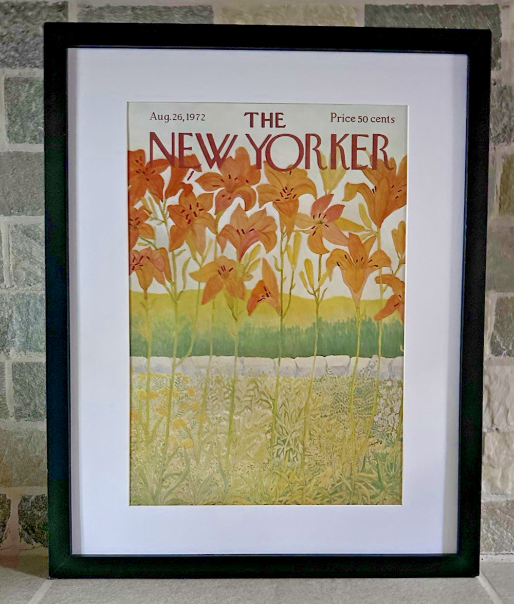 Framed 1972 The New Yorker Magazine Aug 26 Karasz Day Lilies